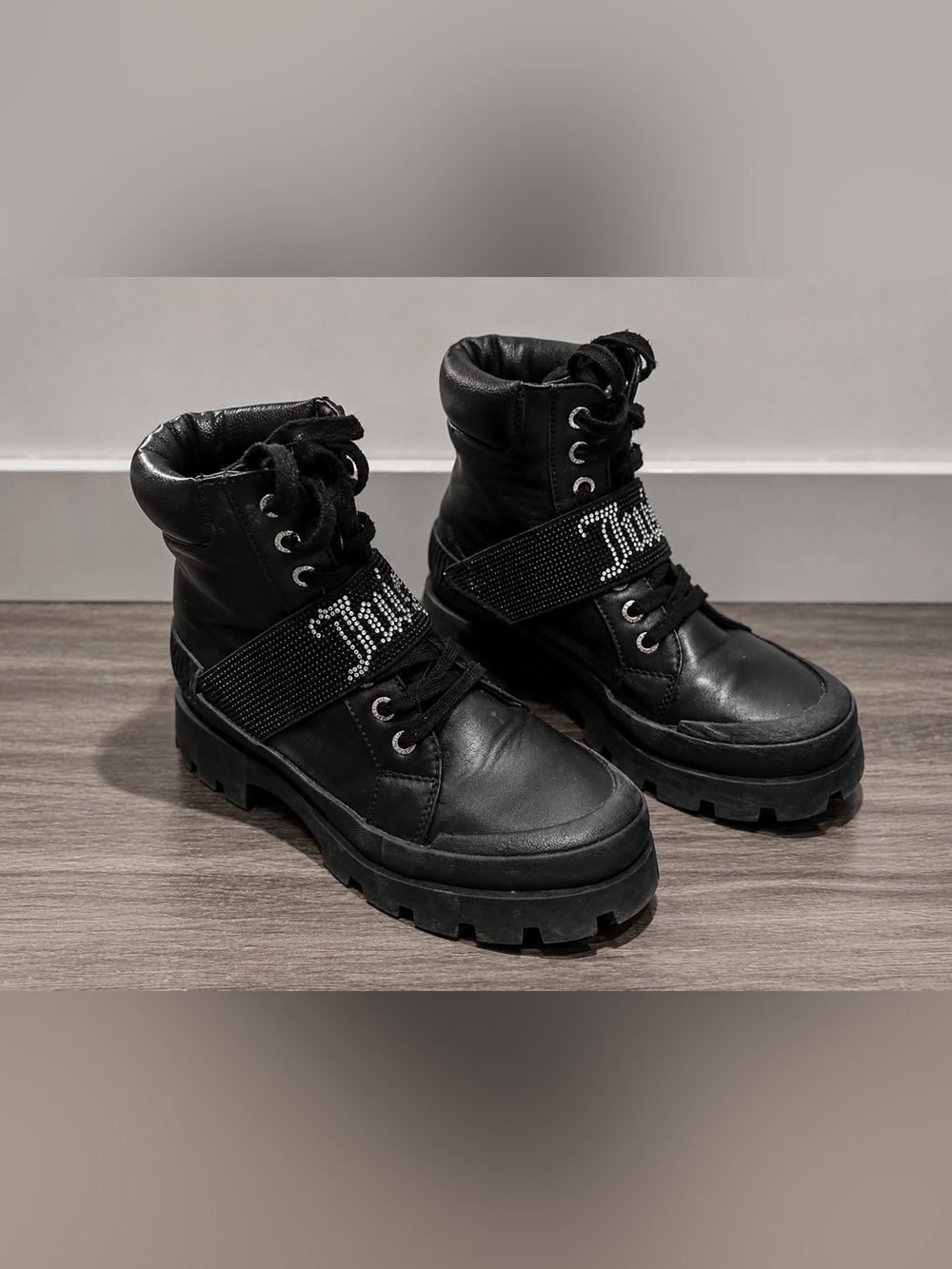 🖤 Rhinestone Juicy Couture Combat Boots – Size 7 🖤